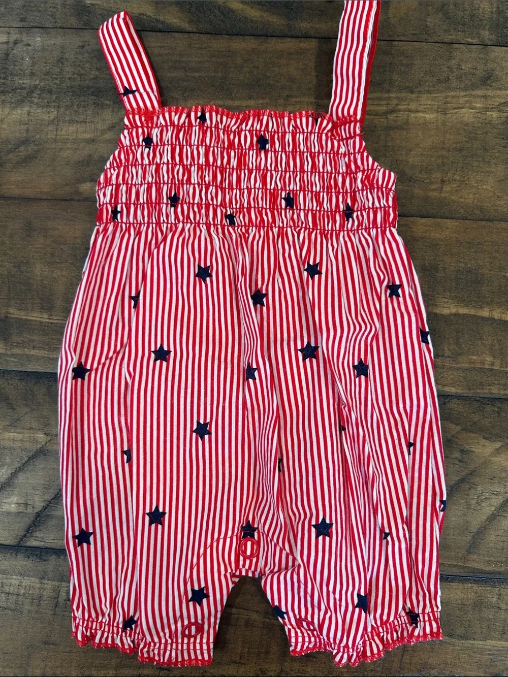 Carter's Child of Mine Preemie (0M) Red & White Striped Romper with Navy Stars